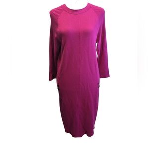 Joseph Ribkoff Fuchsia Long Sleeve Knit Dress Zipper Detail Size XS